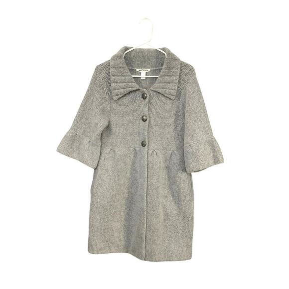 Alice + Olivia Sweaters - Alice + Olivia Wool/Angora Cardigan Sweater Large Collared Grey Bell Sleeves